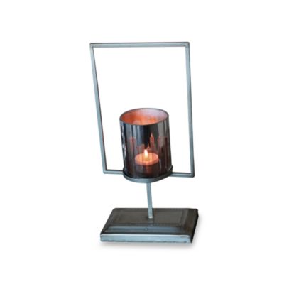 Silver Mercury Hurricane Lamp with Circular Frame - Bed Bath & Beyond
